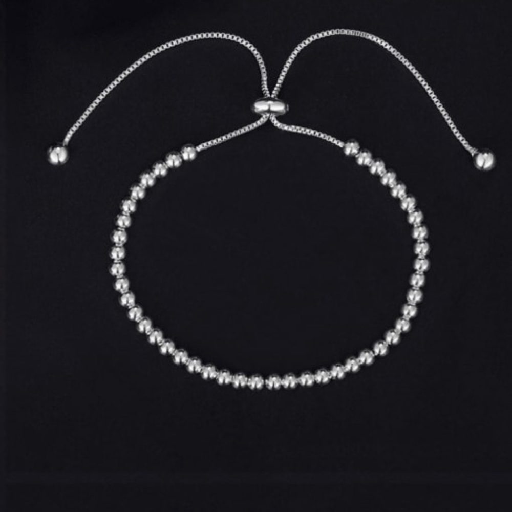 925 Sterling Silver Beaded Adjustable Bracelet